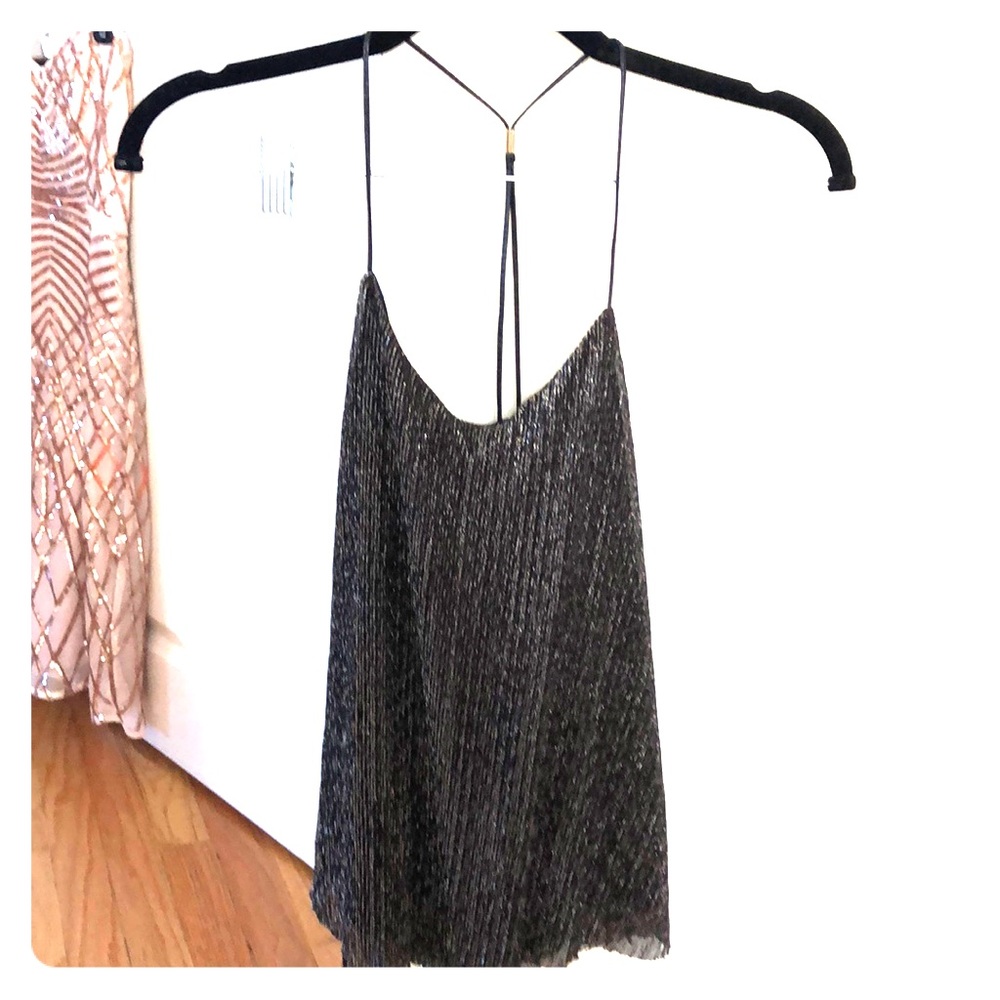 Black and gold shimmer dressy razor back tank